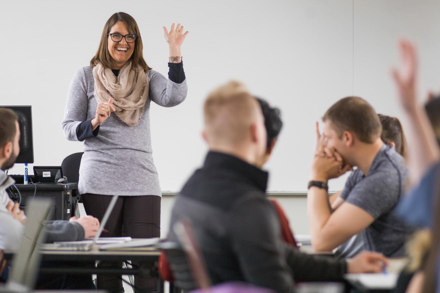 Professor in front of students